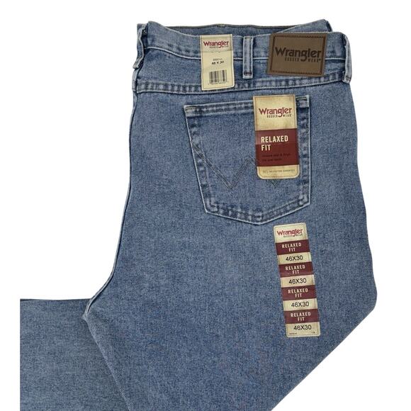 NEW Men's Wrangler Rugged Wear Jeans‎ 46x30 Blue Relaxed Fit Straight Leg NWT - Picture 8 of 11